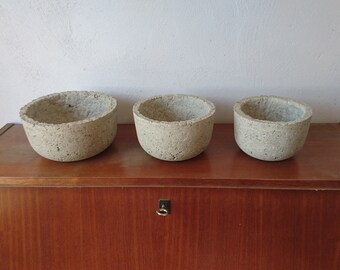 Set of 3 Papercrete Bowls | Outer radius = 22 cm, 18 cm, 15 cm | Height = 11 cm