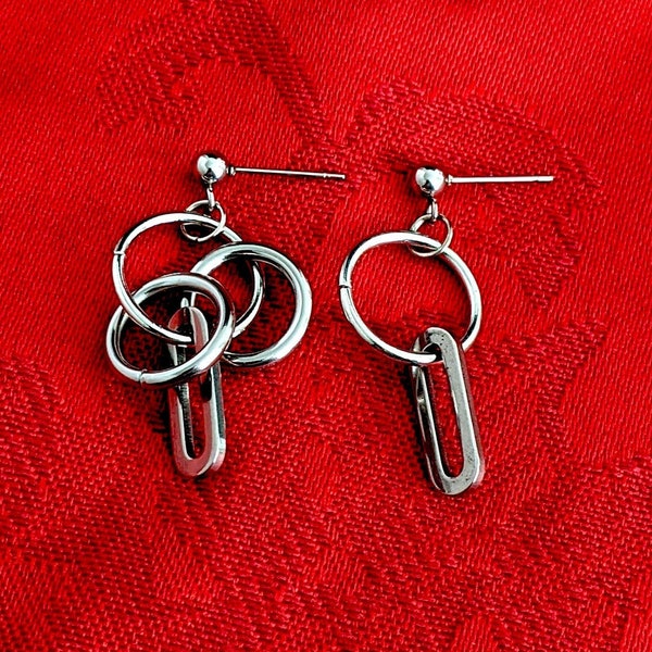 Hinata Mismatched Earrings Circles and Ellipse Oblique charms Dangle Earrings Geometric Earrings