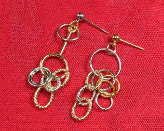 Mixed metal earrings, two tone earrings, gold and silver earrings, cool statement earrings, unique trendy jewelry, pretty aesthetic earrings
