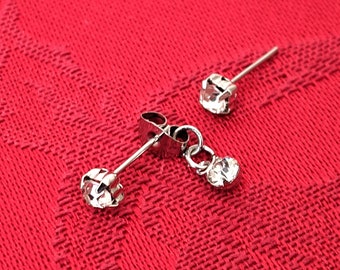 Kdrama Jewelry Rhinestone Earrings Crystal Illusion Earrings Mismatched Earrings