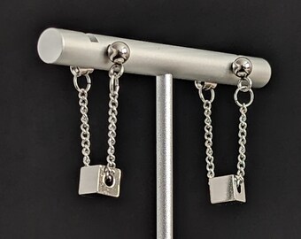 Cube Earrings Front to Back Earrings Wrap Earrings Dangle Drop Earrings