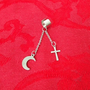 SINGLE Kpop Kdrama  Cuff Earring Moon Cross Unisex dangle drop