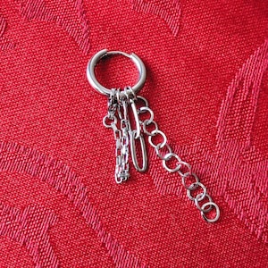 Chain link hoop earring, cyber punk core jewelry, cool goth emo grunge accessories, edgy alternative fashion, funky unisex men&#39;s earrings