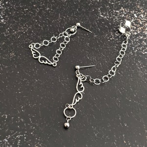 BTS KPOP Wings and Chains Mismatched Earrings Dangle Drop Soar