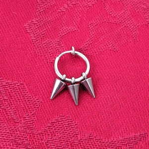 Kpop BTS single Hoop Earring, dart cone charms, punk cyber core, alt grunge y2k, bangtan boys army, cool no piercing, jungkook jimin style