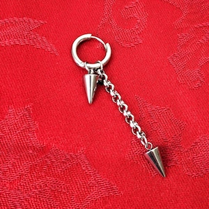 BTS Kpop single hoop punk earring, dart charm chain, cyber core y2k, grunge emo goth, korean fashion streetwear style, unisex gifts for him