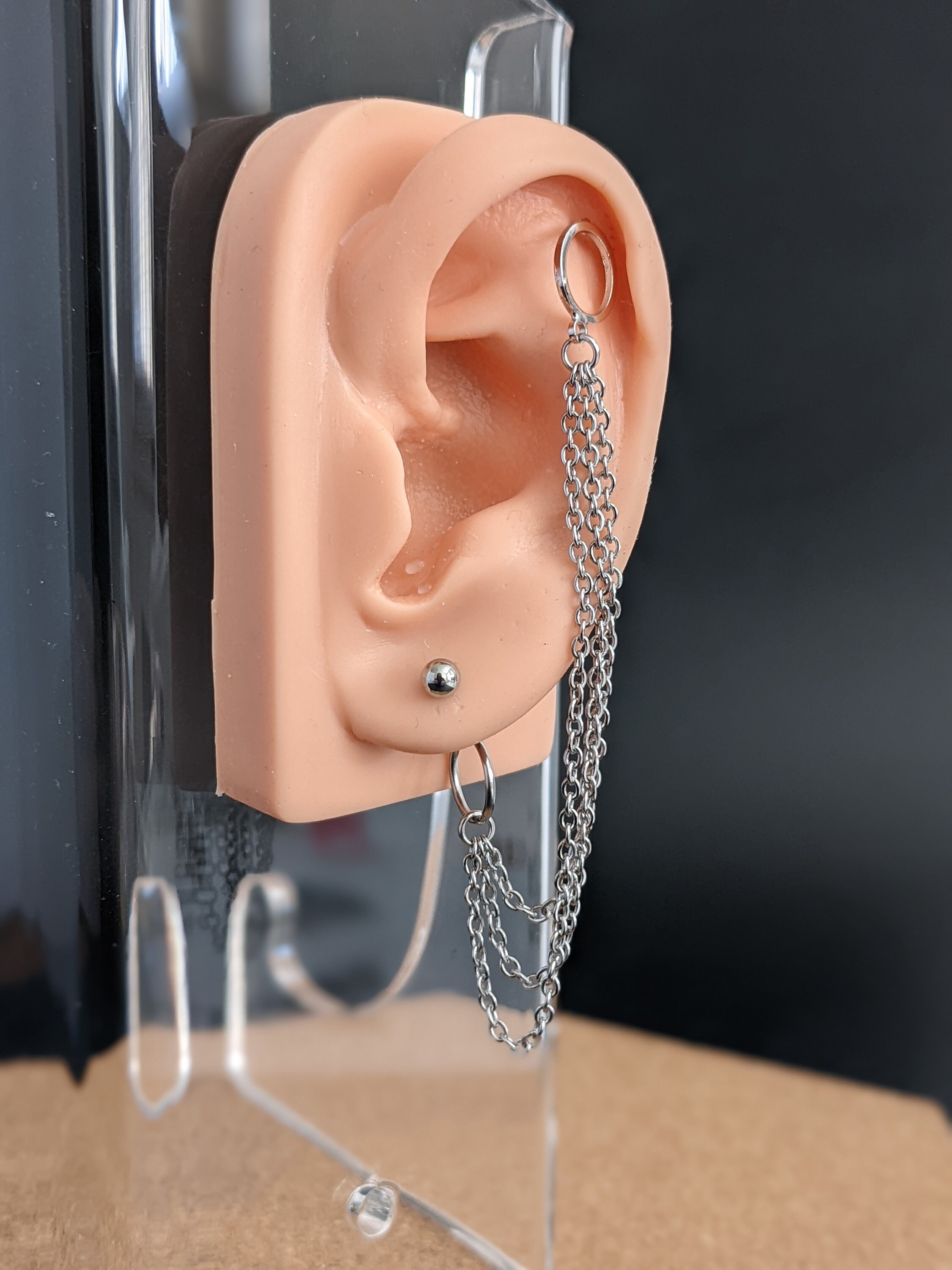 【here's】SPINAL DOUBLE PIERCE Halo Double Post Earring, Double Piercing Earrings, Multiple