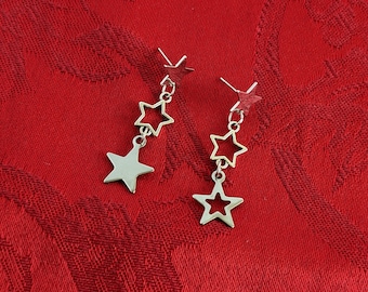 Kpop Earrings Star Stud Earrings Dangling Bevel Stars Earrings Dangle Drop Earrings