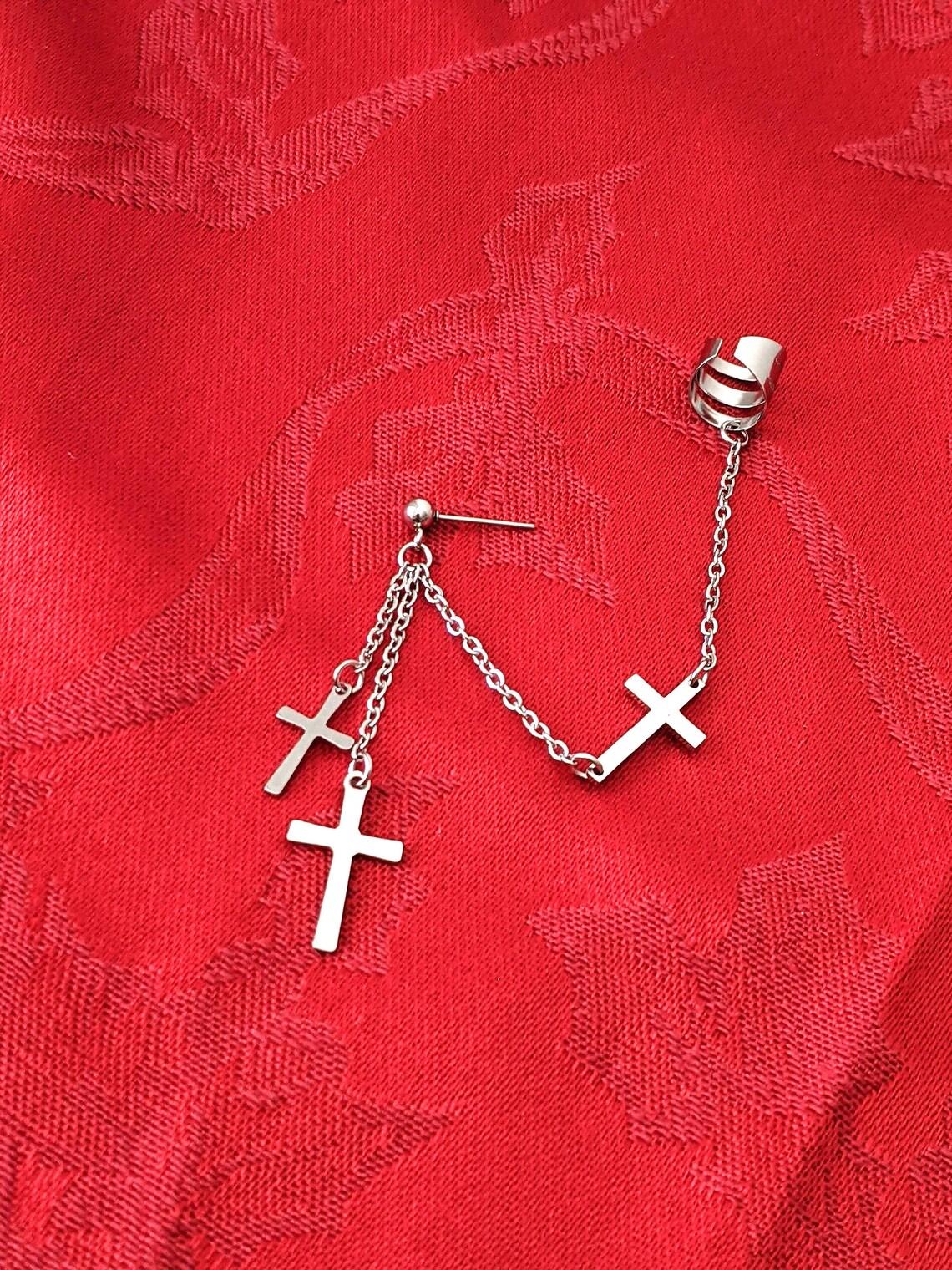 Kpop Earrings BTS Earrings Trio Cross Earring Ear Cuff Chain Etsy