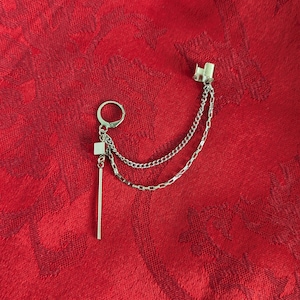 SINGLE Cube Bar Chain Cuff Earring (Single Pierce)