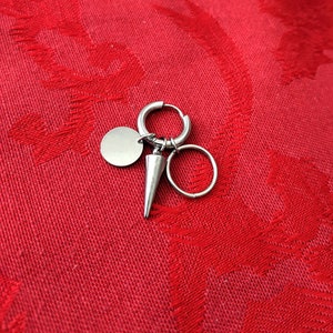 Kpop BTS single hoop Earring, Dart Disc Circle, goth punk alt jewelry, cyber core korean fashion, jungkook jimin style, grunge dangle drop