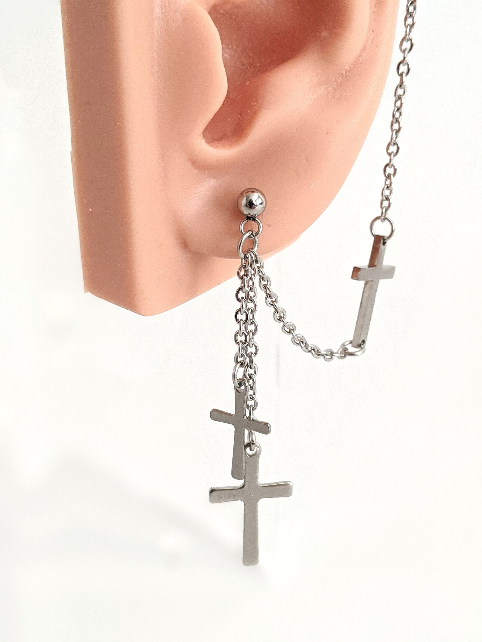 Kpop Earrings BTS Earrings Trio Cross Earring Ear Cuff Chain Etsy