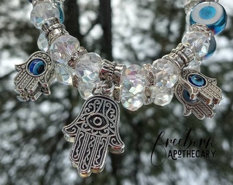 Evil Eye Protection Bracelet | Eye of Nazar Charm Bracelet | Hamsa Jewelry | Mal De Ojo | Mati | Unisex Bracelet | Spiritual Jewelry