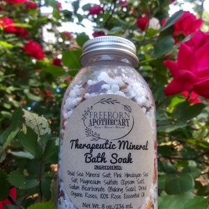 Rose Therapeutic Mineral Bath Salts | Aromatherapy Bath | Natural Detox Bath | Sore Muscle Soak | Bath Salts in a Jar | Mother&#39;s Day Gift