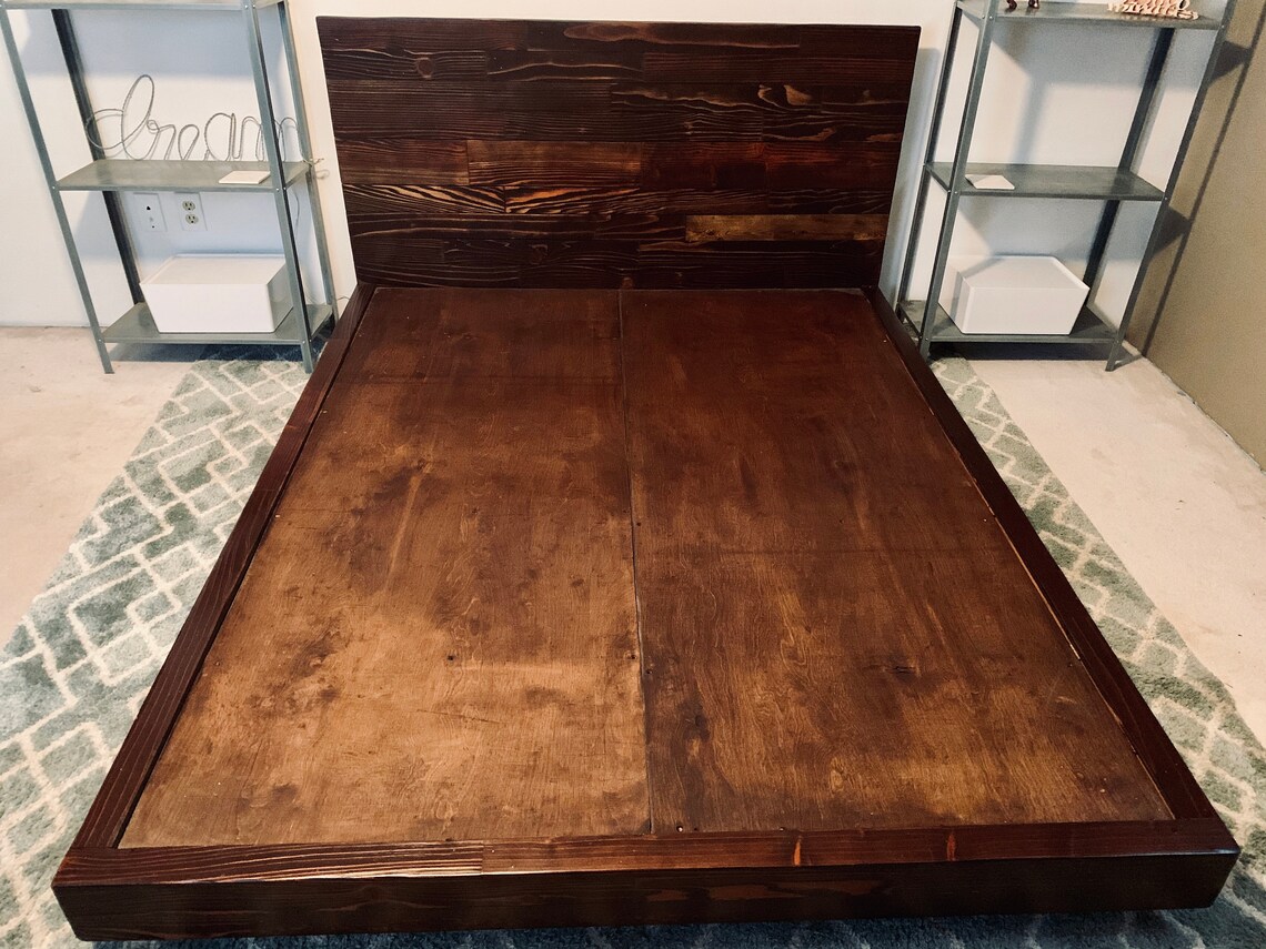 Reclaimed Wood Platform Bed with provincial stain. Twin Etsy