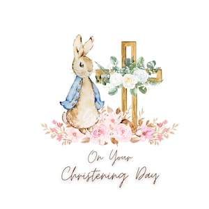 Peter die Hase Taufe PNG, rosa Taufe Design, Taufe PNG, sofortiger digitaler Download