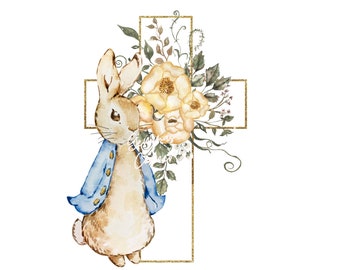 Baptême de Pierre le lapin PNG, conception de baptême de lapin, baptême PNG, téléchargement numérique instantané, Sainte-Croix PNG, baptême catholique
