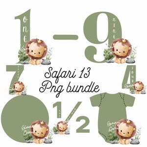 Lot de 1 à 9 bébés animaux de safari PNG, bébés animaux aquarelle, sauvage PNG, image de carte d'anniversaire, téléchargement numérique instantané, alphabet bohème