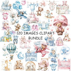 120 PNG, Baby Shower Clipart bundle, Newborn Clipart, Welcome Baby Clipart, Baby Girl Clipart Bundle, Baby Boy Clipart Bundle, Baby PNG