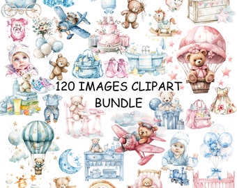 120 PNG, Baby Shower Clipart bundle, Newborn Clipart, Welcome Baby Clipart, Baby Girl Clipart Bundle, Baby Boy Clipart Bundle, Baby PNG