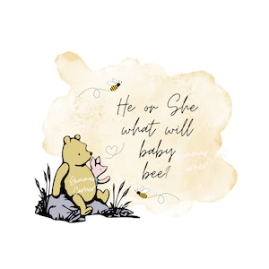 Baby Shower de Winnie Pooh, Winnie Pooh PNG, Winnie the Pooh clásico, Clipart de Pooh, Él o ella PNG, Bebé PNG, Revelación de género neutral