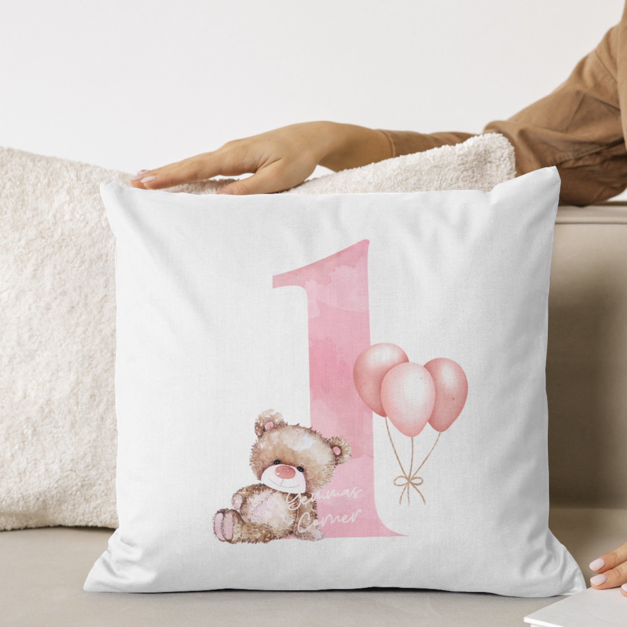 Teddy Bear Pink Balloons 1st Birthday PNG, First Birthday Sublimation ...