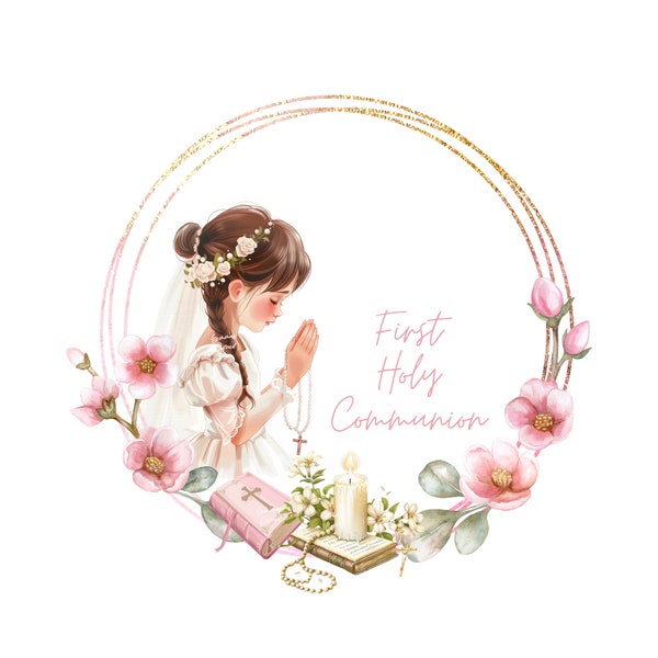 Pink Banner Communion Sublimation Design, Communion Digital Download, First Holy Communion PNG, Confirmation PNG Communion Embroidery Design