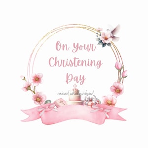Nel giorno del tuo battesimo PNG, Clipart rosa del battesimo, PNG del battesimo, Design di sublimazione del battesimo, Design del battesimo, PNG del battesimo della bambina