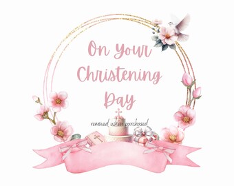 Baptême rose, clipart, baptême PNG Design (téléchargement numérique)