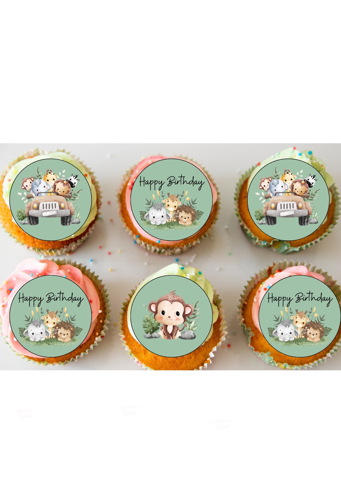 Safari Jungle Animals Printable Cupcake Toppers, Giraffe Cupcake ...