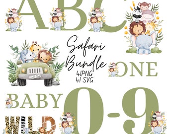 Baby Safari Animals Kids Car PNG, Watercolor Baby Animals, Wild One PNG ...