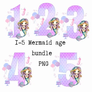Paarse zeemeermin 1-5 jaar Bundel sublimatieontwerpen, png, png