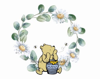 Winnie Pooh Baby Shower Ring: Classic Clipart PNG (Digital Download)
