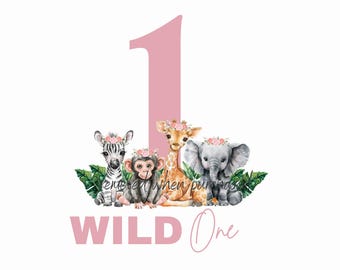 Wild One Baby Safari Animals PNG, Watercolor Baby Animals, T Shirt ...