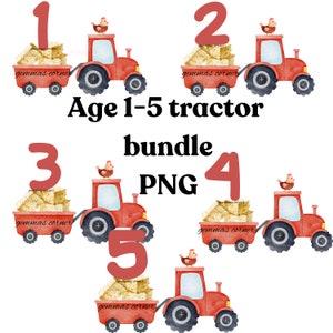 Tracteur âgé de 1 à 5 ans PNG, 1er anniversaire de la ferme, anniversaire, conception de t-shirt d'anniversaire, téléchargement numérique instantané, conception en sublimation d'animaux de la ferme