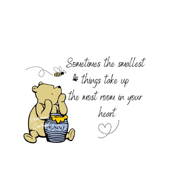 Baby Winnie Pooh PNG, Winnie Pooh SVG, Classic Winnie Pooh Clipart, Winnie Pooh Quote, Nursery Wall Art, Nursery Print