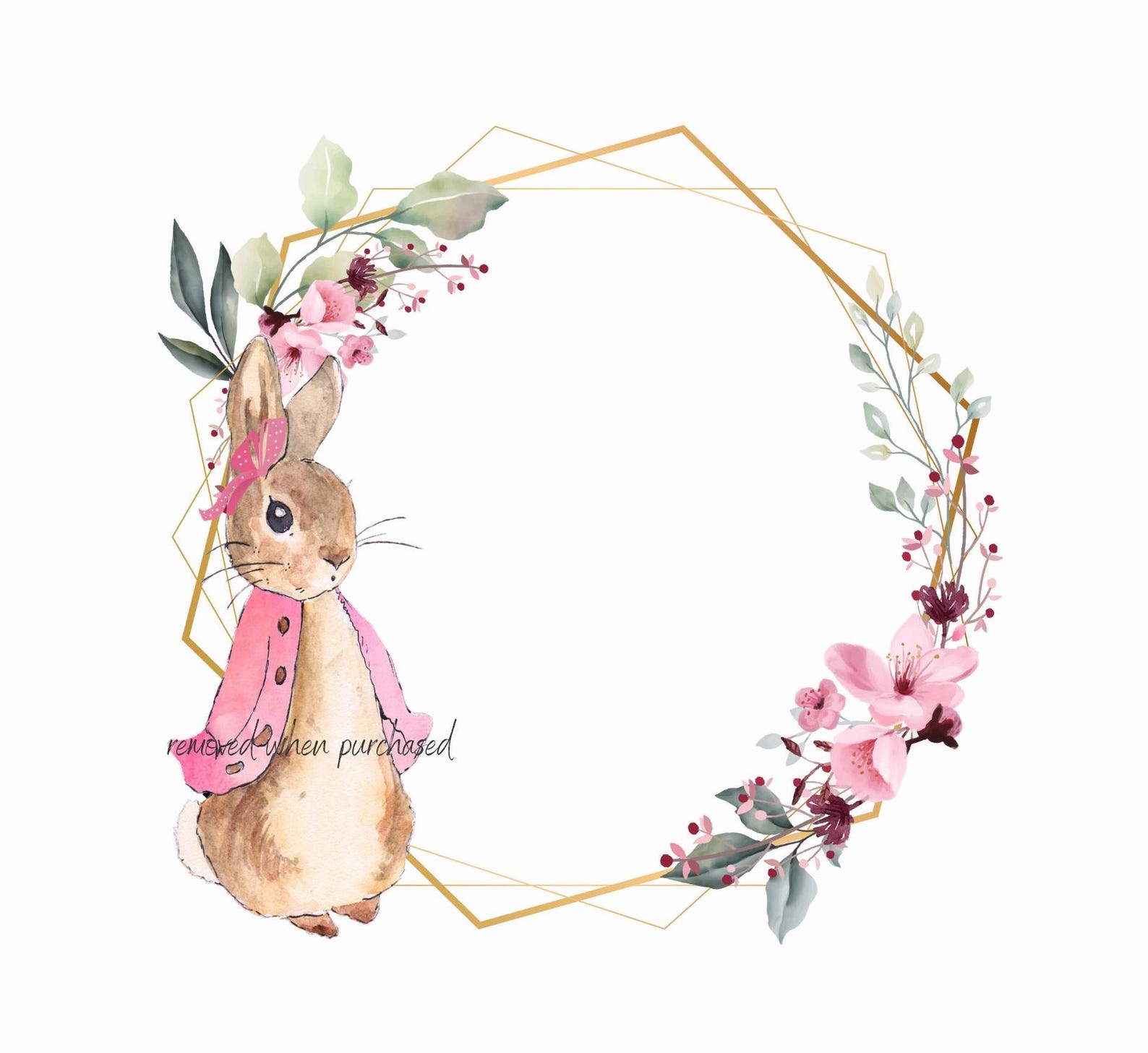 Flopsy Rabbit Printable Flopsy Bunny PNG, Pink Peter the Rabbit Floral Ring, Flopsy Frame PNG ...