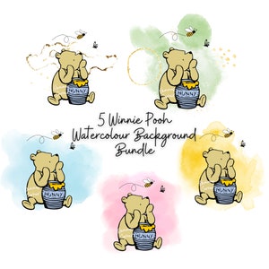 Acuarela de Winnie Pooh, Winnie Pooh PNG, Winnie the Pooh clásico, Clipart clásico de Winnie Pooh, Paquete de clipart, Sublimación transparente, Tarjeta