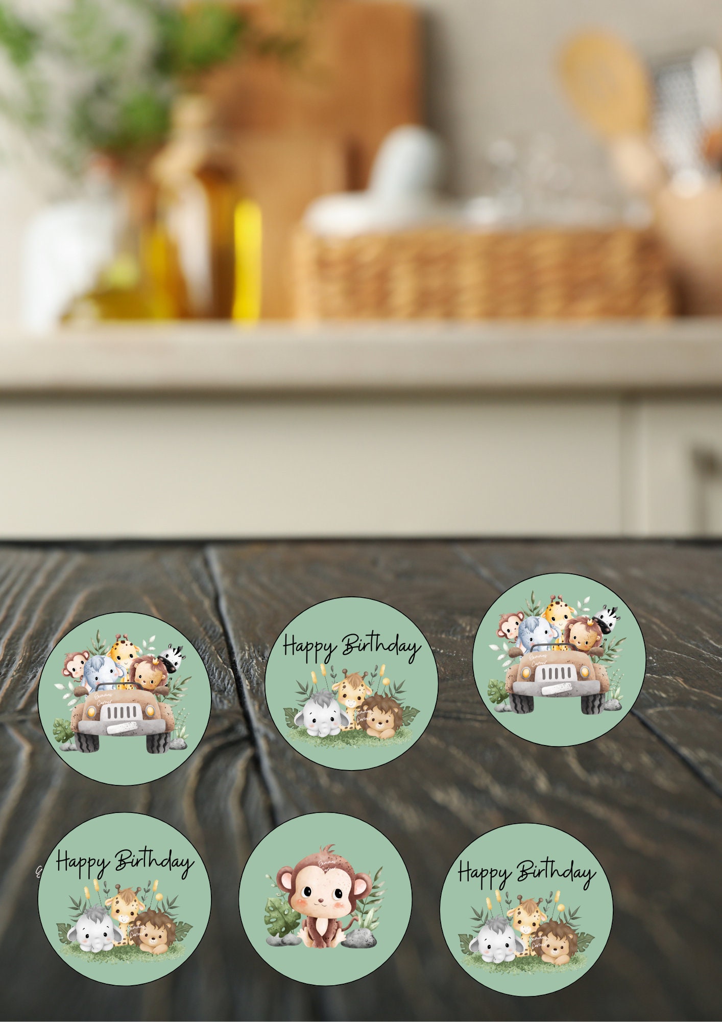 Safari Jungle Animals Printable Cupcake Toppers, Giraffe Cupcake ...