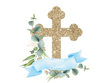 Diseño de sublimación de la Santa Cruz para comunión, confirmación y bautismo de niños (descarga digital PNG)