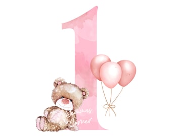 PartyWoo 1. Geburtstag Luftballons-Set – Rosa & Gold, Inkl. Zahl 1, Krone & Girlande