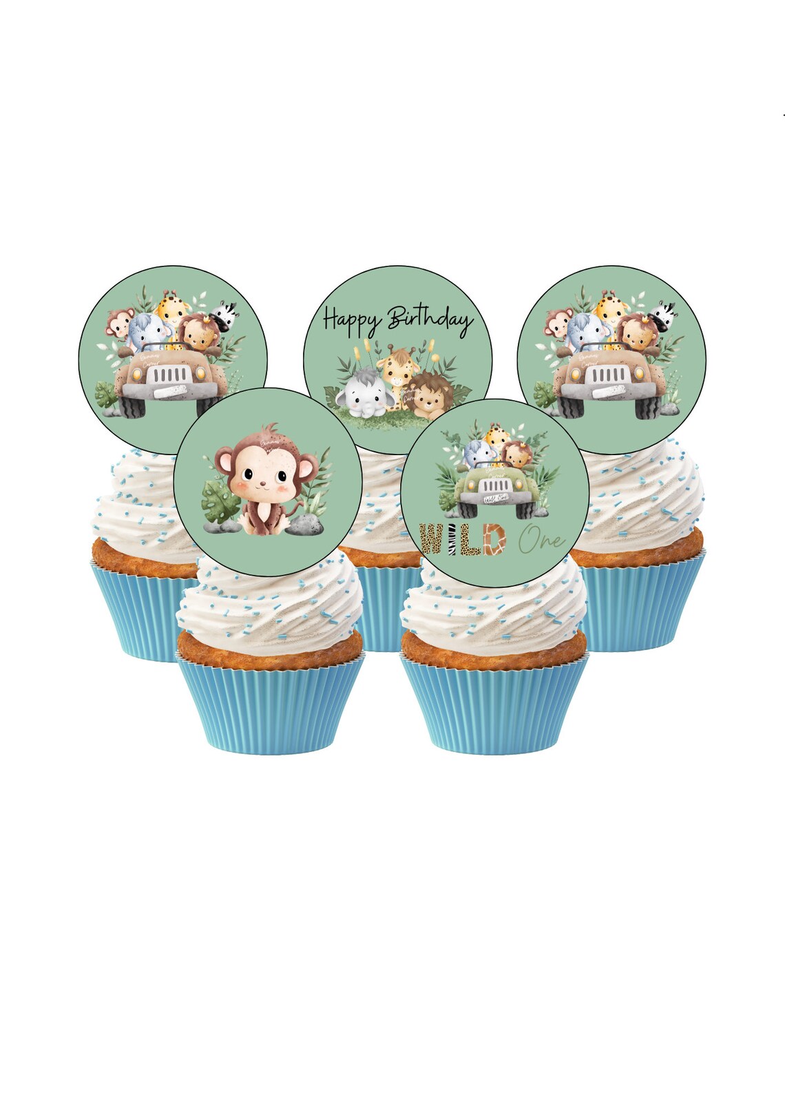 Safari Jungle Animals Printable Cupcake Toppers, Giraffe Cupcake ...