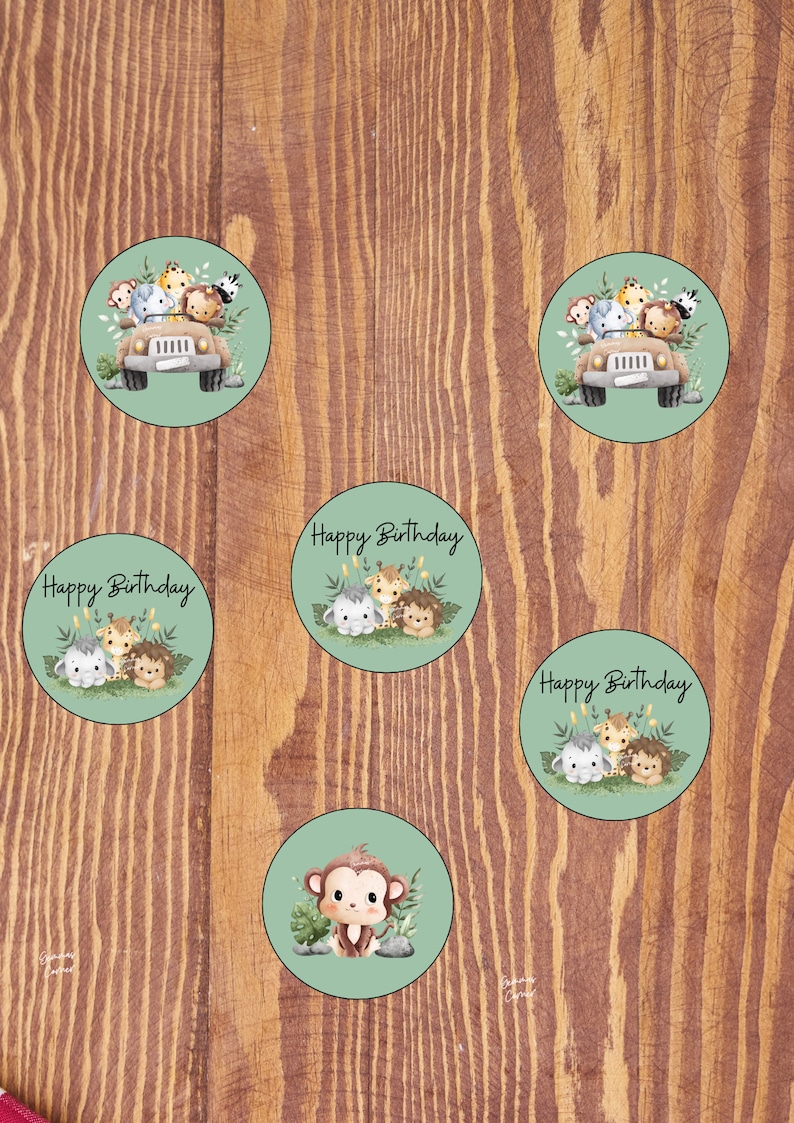 Safari Jungle Animals Printable Cupcake Toppers, Giraffe Cupcake ...