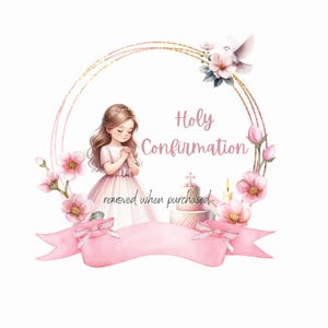 Pink Watercolor Confirmation Sublimation Design, Confirmation Digital Download, First Holy Confirmation PNG, Confirmation Clipart Design