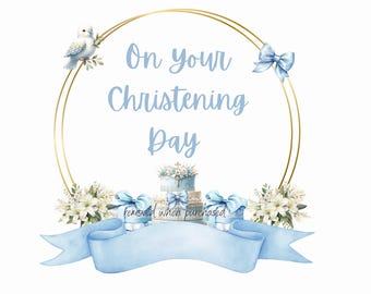 Boy Christening PNG Clipart, Baptism Sublimation Design (Digital Download)