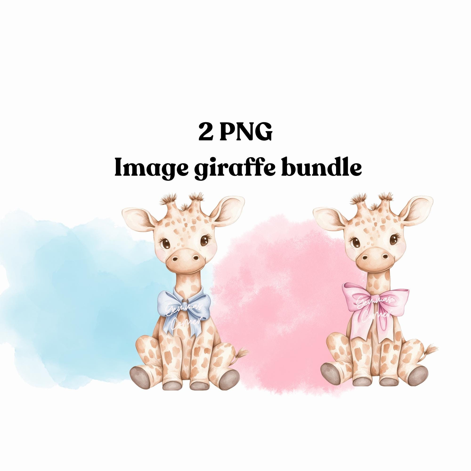 Baby Girl Pink Giraffe PNG and Baby Boy Blue Giraffe PNG, New Baby Sublimation Design, Baby Shower PNG, Baby Clipart, Digital Download