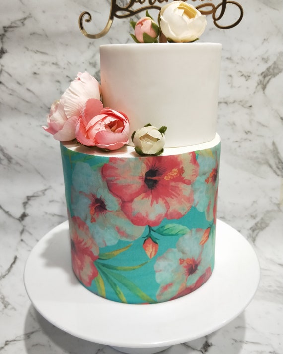 Edible Image cake wrap tropical print Etsy