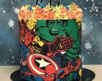 Edible Image cake wrap - superhero theme,  marvel