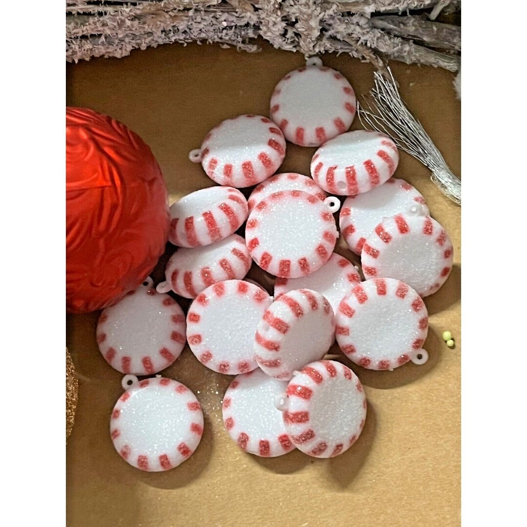 Mini Size Peppermints 18 Pc Frosted Mini Peppermints Christmas Ornaments Mini Peppermint ...
