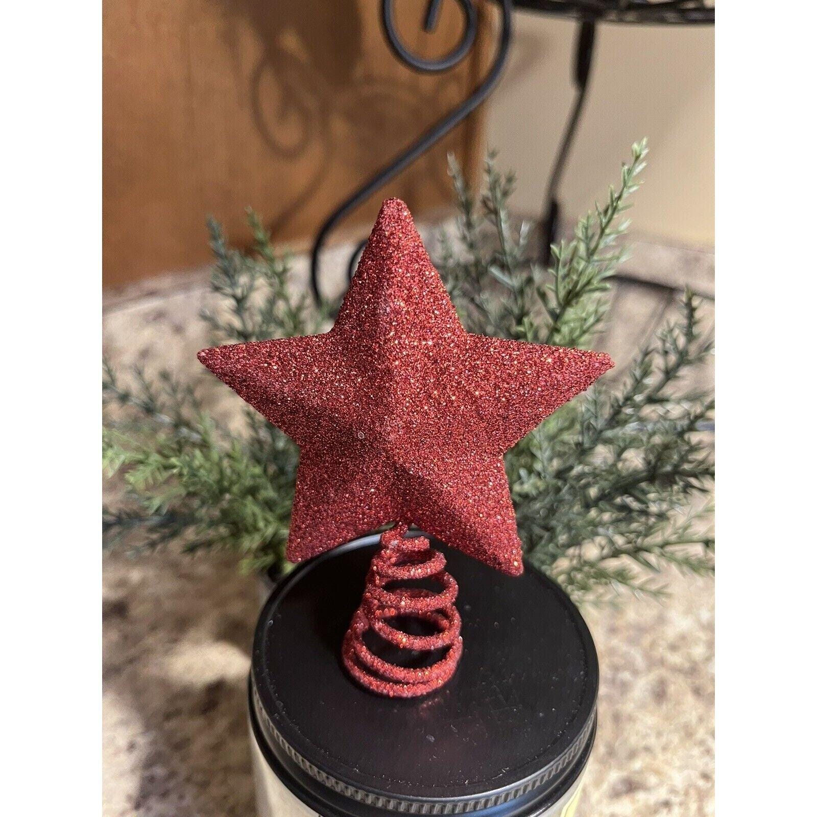 My Little Christmas 3.3" T X 2.75" W Red Glitter Star Tree Topper ...